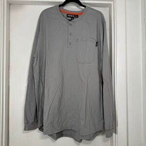 HAWX FR Work Gear Gray Flame Resistant FR Long Sleeve Henley Shirt 2XL